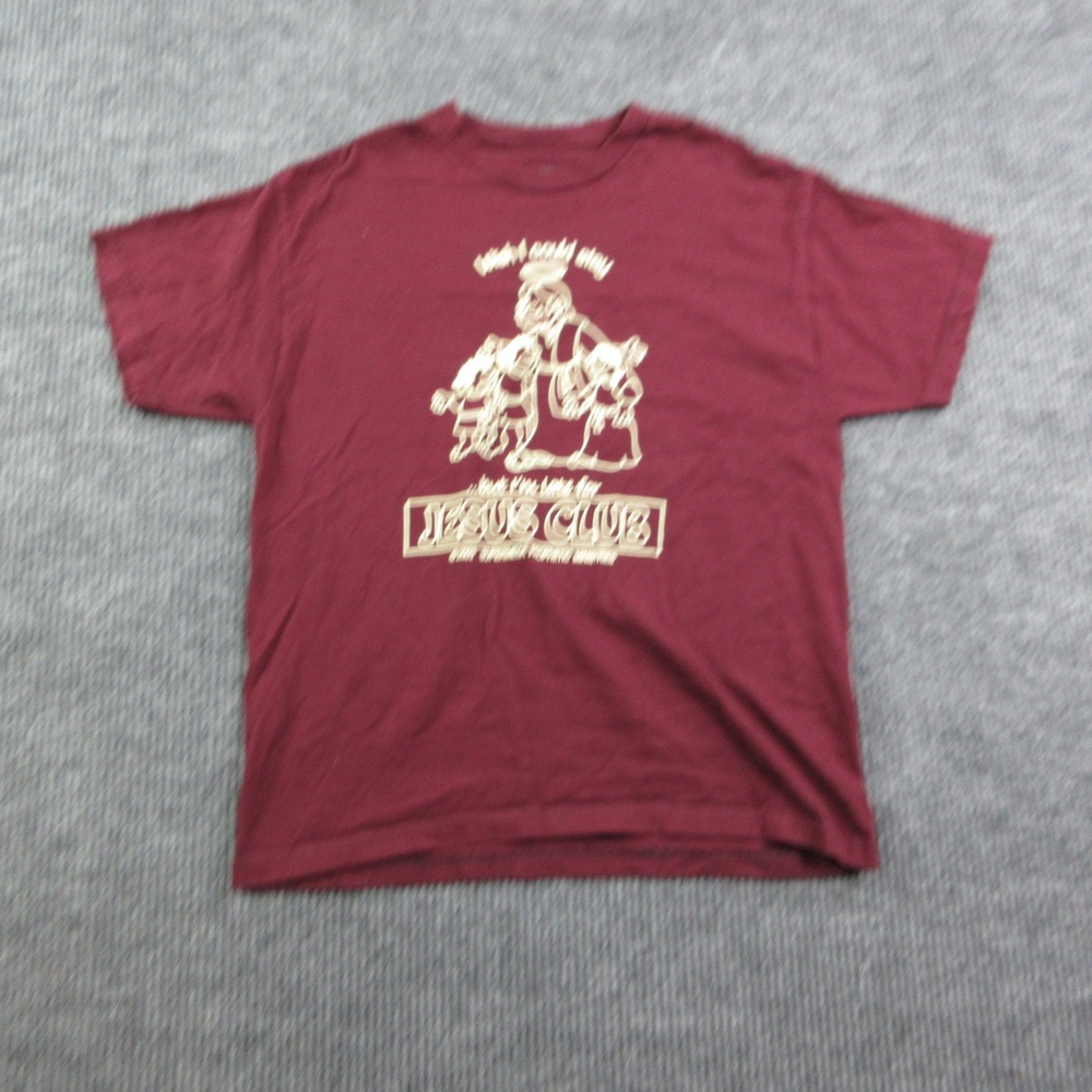 Jesus Club Shirt Mens L Red 2003 Vintage Prophetic SuperMega Graphic Tee